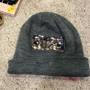 Gray sequin women’s beanie hat